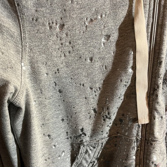 ✨Vintage Express Graphic metallic paint splatter gray hoodie - Picture 3 of 6